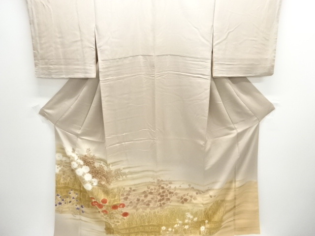 柴垣に秋草模様刺繍三つ紋色留袖(比翼付き)